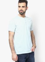 FREECULTR Blue Printed Henley T-Shirts