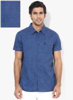 FREECULTR Blue Printed Regular Fit Casual Shirt