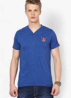 FREECULTR Blue Solid Henley T-Shirt