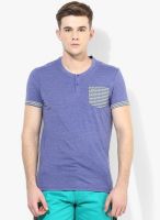 FREECULTR Blue Solid Henley T-Shirt