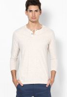 FREECULTR Cream Solid Henley T-Shirts