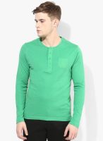 FREECULTR Green Solid Henley T-Shirt