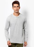 FREECULTR Grey Solid Henley T-Shirts