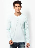 FREECULTR Light Blue Solid Henley T-Shirts