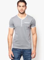 FREECULTR Light Grey Solid Henley T-Shirts