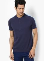 FREECULTR Navy Blue Solid Henley T-Shirts