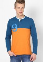 FREECULTR Orange Solid Henley T-Shirt