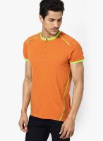 FREECULTR Orange Solid Henley T-Shirt