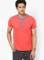 FREECULTR Pink Solid Henley T-Shirts