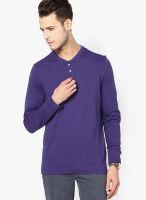 FREECULTR Purple Solid Henley T-Shirts