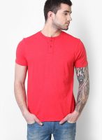 FREECULTR Red Solid Henley T-Shirts