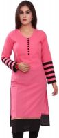 Fashion By Netanya Casual Solid Women's Kurti(Pink)