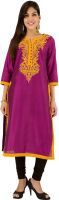 Folklore Solid Women's Straight Kurta(Pink)