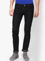Fungus Solid Black Regular Fit Jeans