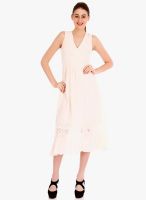 Fusion Beats Beige Colored Embroidered Shift Dress
