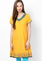 G Yellow Embellished Kurta