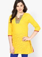 G Yellow Embellished Kurtis