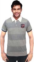 Gallop Striped Men's Polo Neck Grey T-Shirt