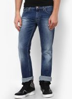 Gas Blue Low Rise Slim Fit Jeans