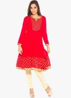 Globus Red Printed Kurtas