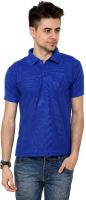 Grand Bear Solid Men's Polo Neck Blue T-Shirt