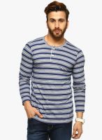 Gritstones Blue Striped Henley T-Shirt