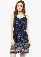 Hapuka Navy Blue Colored Printed Skater Dress