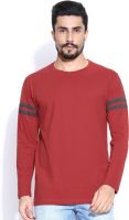 Hubberholme Solid Men's Round Neck Red T-Shirt