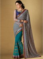 Indian Women By Bahubali Grey Embroidered Saree