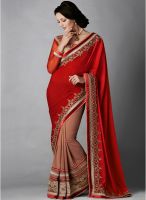 Indian Women By Bahubali Red Embroidered Saree Indian Women By Bahubali Red Embroidered Saree
