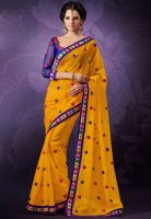 Indian Women By Bahubali Yellow Embroidered Sarees