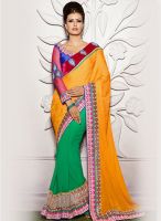 Indian Women By Bahubali Yellow Embroidered Saree