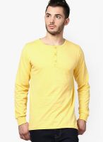 Inkovy Yellow Solid Henley T-Shirts