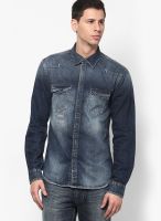 Jack & Jones Blue Washed Slim Fit Casual Shirt