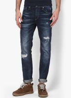 Jack & Jones Navy Blue Solids Regular Fit Jeans