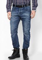 Jack & Jones Navy Blue Solids Slim Fit Jeans