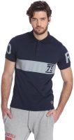 Jack & Jones Solid Men's Polo Neck Dark Blue T-Shirt