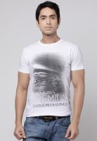 Jack & Jones White Printed Round Neck T-Shirts