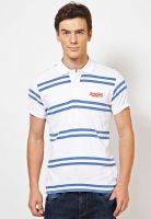 Jack & Jones White Striped Polo T-Shirts