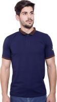 Jangoboy Solid Men's Polo Neck Dark Blue, Brown T-Shirt