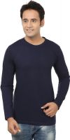 Jangoboy Solid Men's V-neck Blue T-Shirt