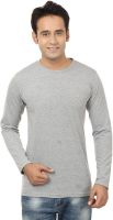 Jangoboy Solid Men's V-neck Grey T-Shirt