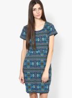 Jealous 21 Blue Colored Printed Shift Dress