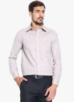 Jogur Beige Striped Regular Fit Formal Shirt