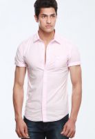 Jogur Solid Pink Slim Fit Casual Shirt