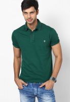 John Players Green Solid Polo T-Shirts