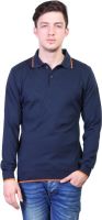 Kalt Solid Men's Polo Neck Blue T-Shirt Kalt Solid Men's Polo Neck Blue T-Shirt