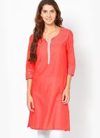 Kira Peach Solid Kurtis