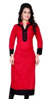 Manshvi Fashion Casual Solid Women's Kurti(Red)