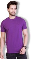 LUCfashion Solid Men's Round Neck Purple T-Shirt